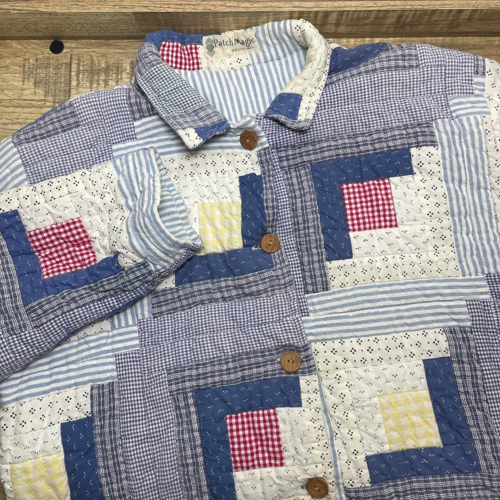 Patch Magic Group Quilted Patchwork Reversible Striped Jacket Women Cottage READ
